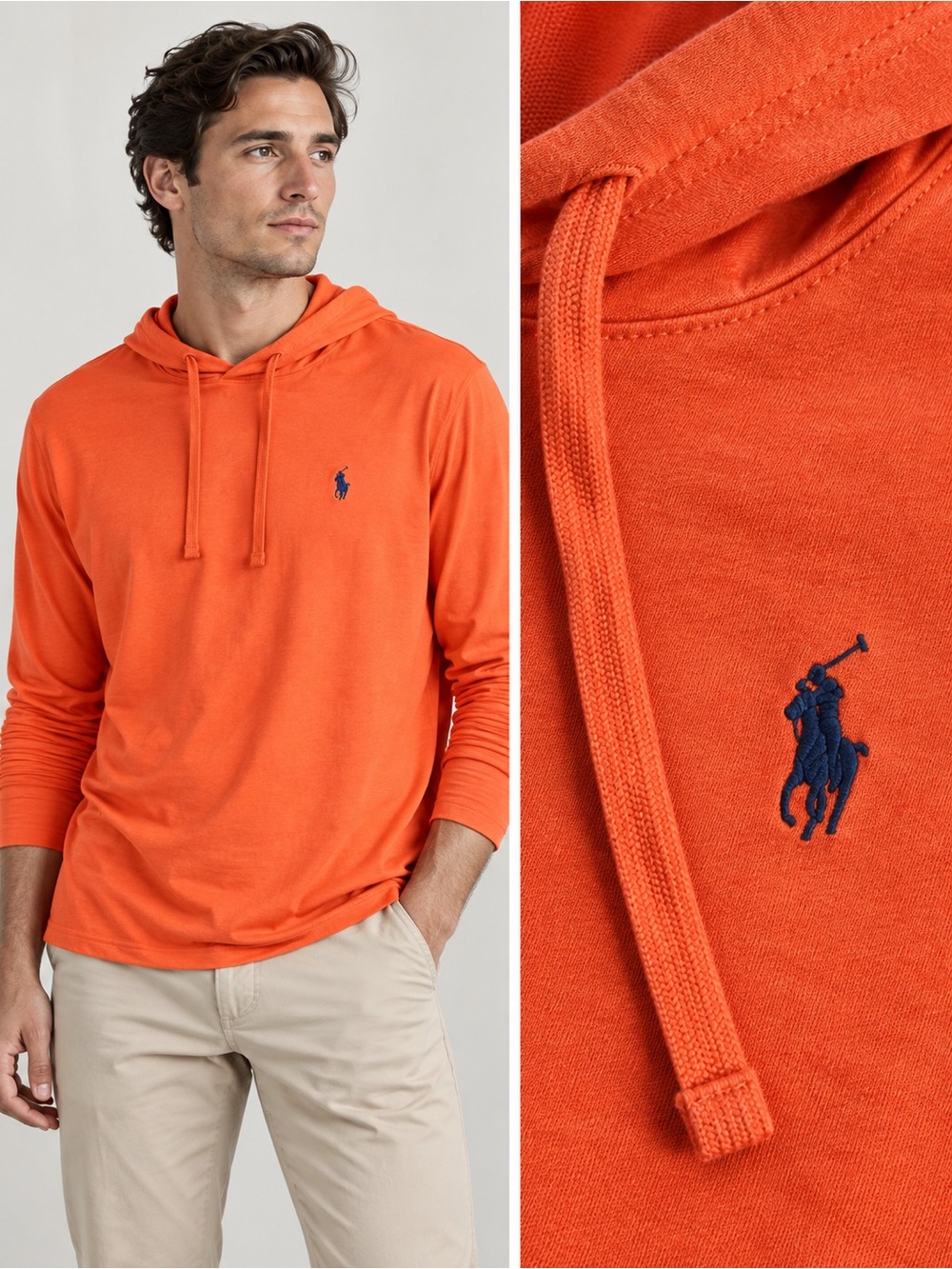 Polo Ralph Lauren Orange Cotton Hooded Tee Men’s M